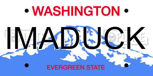 IMADUCK Washington License Plate