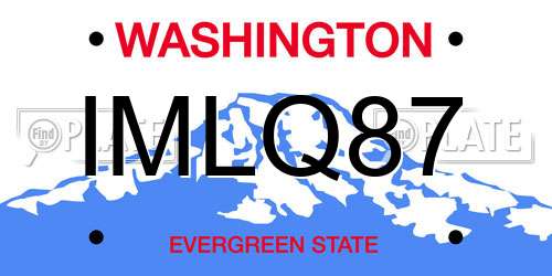 IMLQ87 Washington License Plate