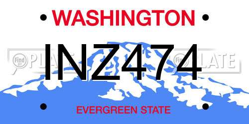 INZ474 Washington License Plate