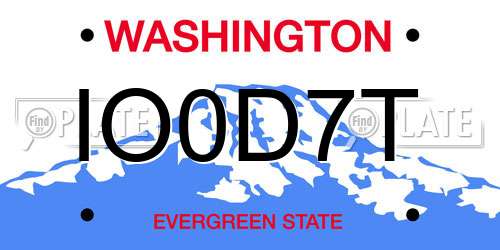 IO0D7T Washington License Plate
