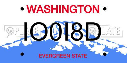 IO0I8D Washington License Plate