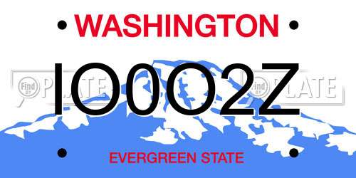 IO0O2Z Washington License Plate