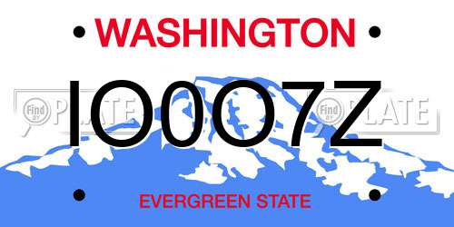 IO0O7Z Washington License Plate