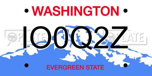 IO0Q2Z Washington License Plate
