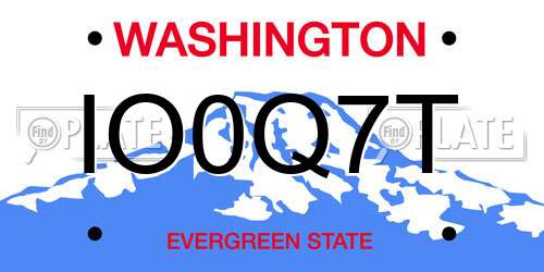 IO0Q7T Washington License Plate