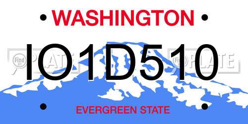 IO1D510 Washington License Plate