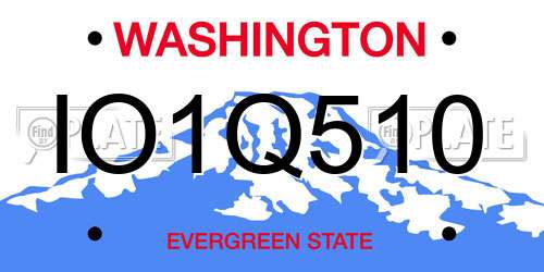 IO1Q510 Washington License Plate