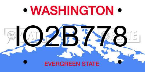 IO2B778 Washington License Plate