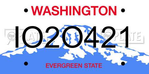 IO2O421 Washington License Plate
