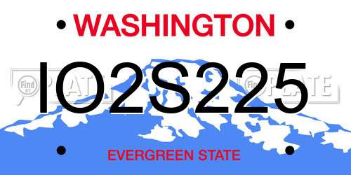 IO2S225 Washington License Plate