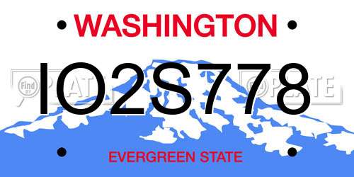 IO2S778 Washington License Plate