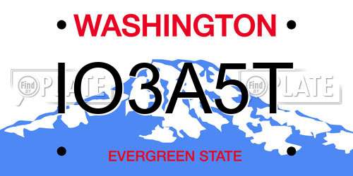 IO3A5T Washington License Plate