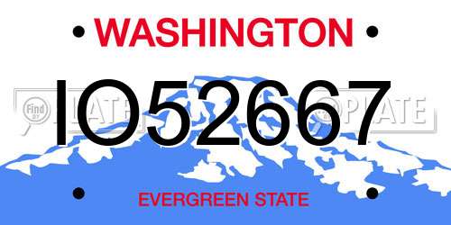 IO52667 Washington License Plate