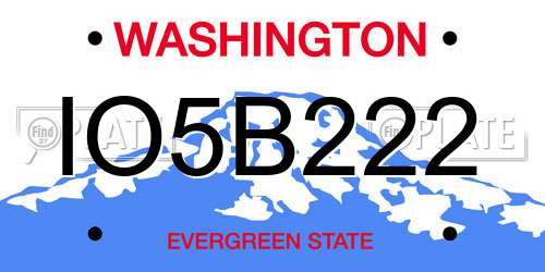 IO5B222 Washington License Plate