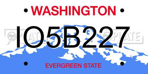 IO5B227 Washington License Plate