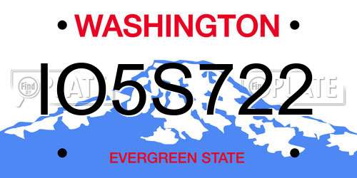 IO5S722 Washington License Plate