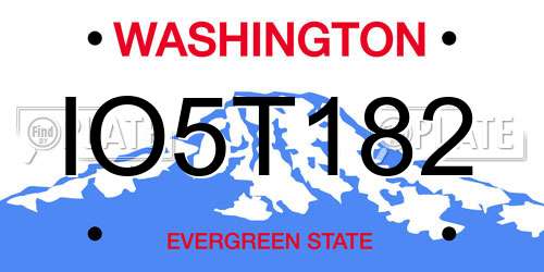 IO5T182 Washington License Plate