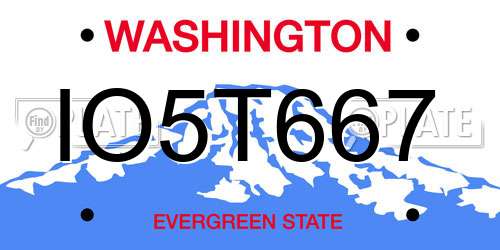 IO5T667 Washington License Plate