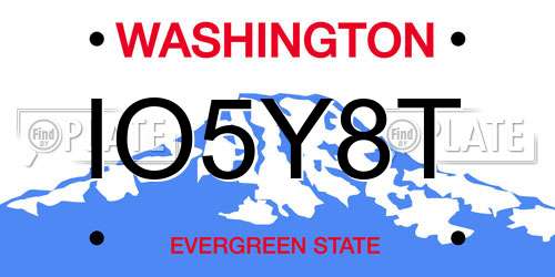 IO5Y8T Washington License Plate