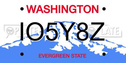 IO5Y8Z Washington License Plate