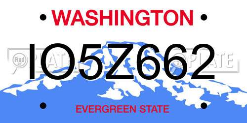 IO5Z662 Washington License Plate