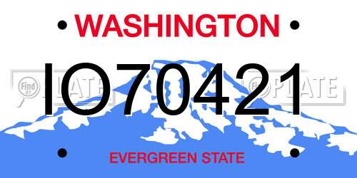 IO70421 Washington License Plate