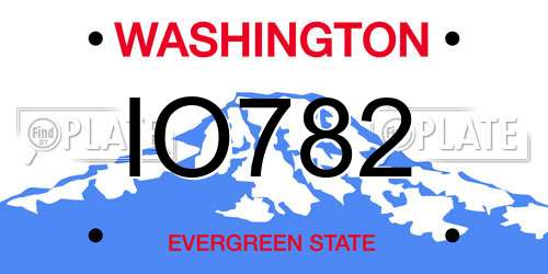 IO782 Washington License Plate