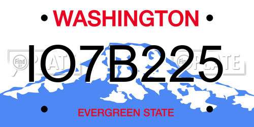 IO7B225 Washington License Plate