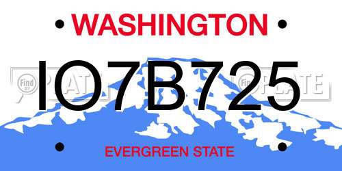 IO7B725 Washington License Plate