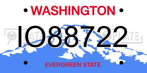 IO88722 Washington License Plate