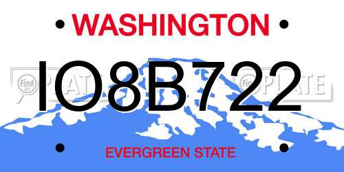 IO8B722 Washington License Plate