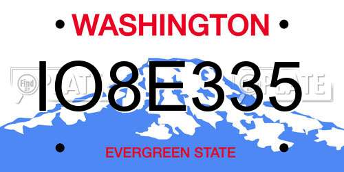 IO8E335 Washington License Plate
