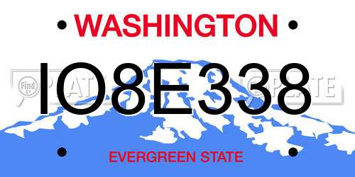 IO8E338 Washington License Plate