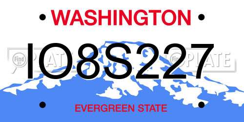 IO8S227 Washington License Plate