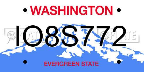 IO8S772 Washington License Plate