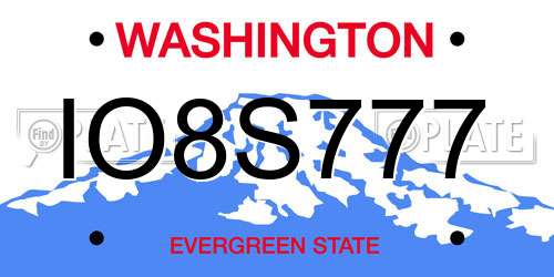 IO8S777 Washington License Plate