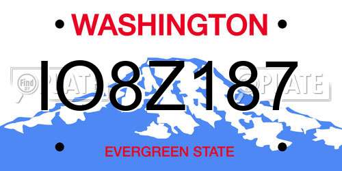 IO8Z187 Washington License Plate