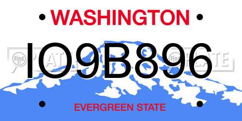 IO9B896 Washington License Plate
