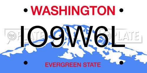 IO9W6L Washington License Plate