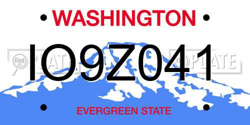 IO9Z041 Washington License Plate