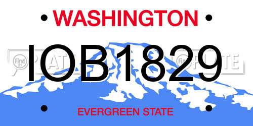 IOB1829 Washington License Plate