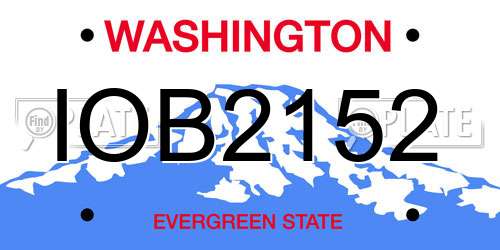 IOB2152 Washington License Plate