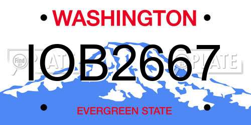 IOB2667 Washington License Plate