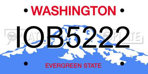 IOB5222 Washington License Plate