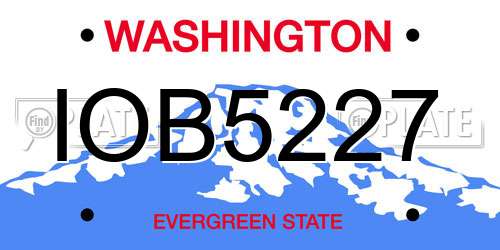 IOB5227 Washington License Plate