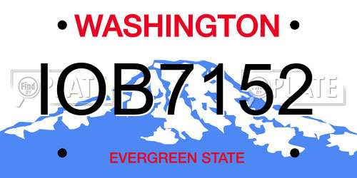 IOB7152 Washington License Plate