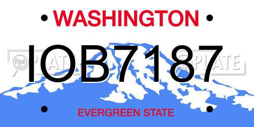 IOB7187 Washington License Plate