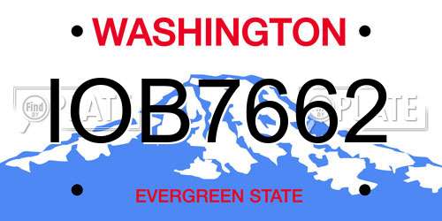 IOB7662 Washington License Plate