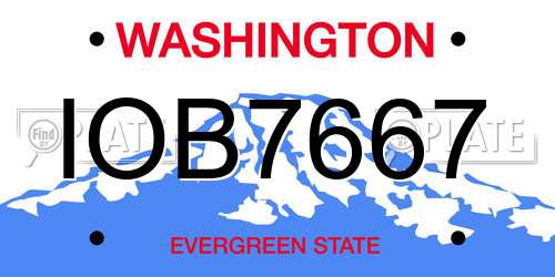 IOB7667 Washington License Plate