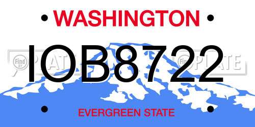 IOB8722 Washington License Plate
